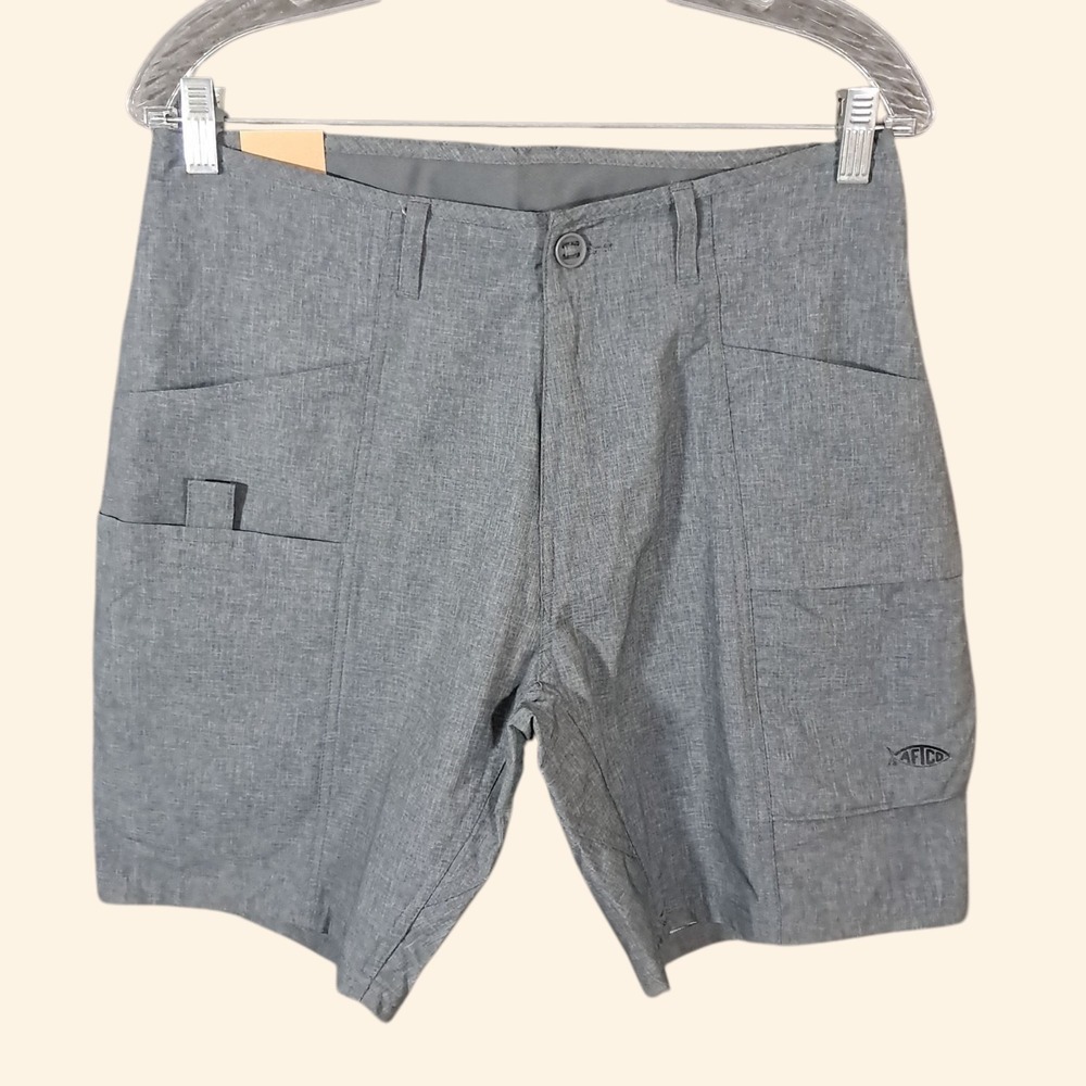 AFTCO Cargo Shorts Men 30 Diffuse M105 Gray Fishing UPF 40 Activewear Air O Mesh